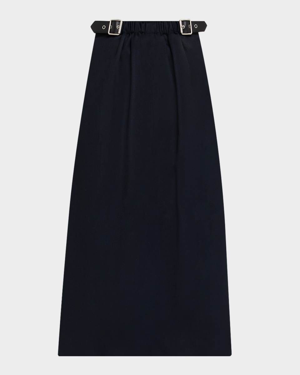 Belted Crop Straight-Leg Trousers